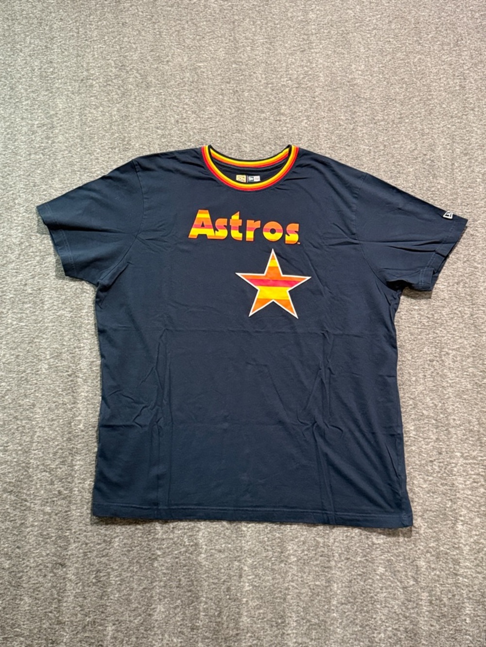 New Era Houston Astros Navy Crewneck Tee Size 2XL